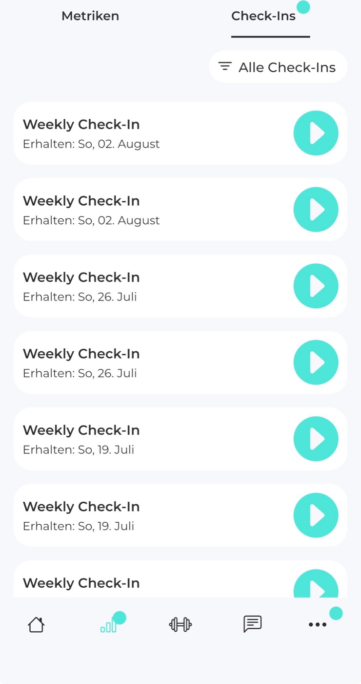 Weekly Check-ins & Monthly Calls – Weekly Check-in